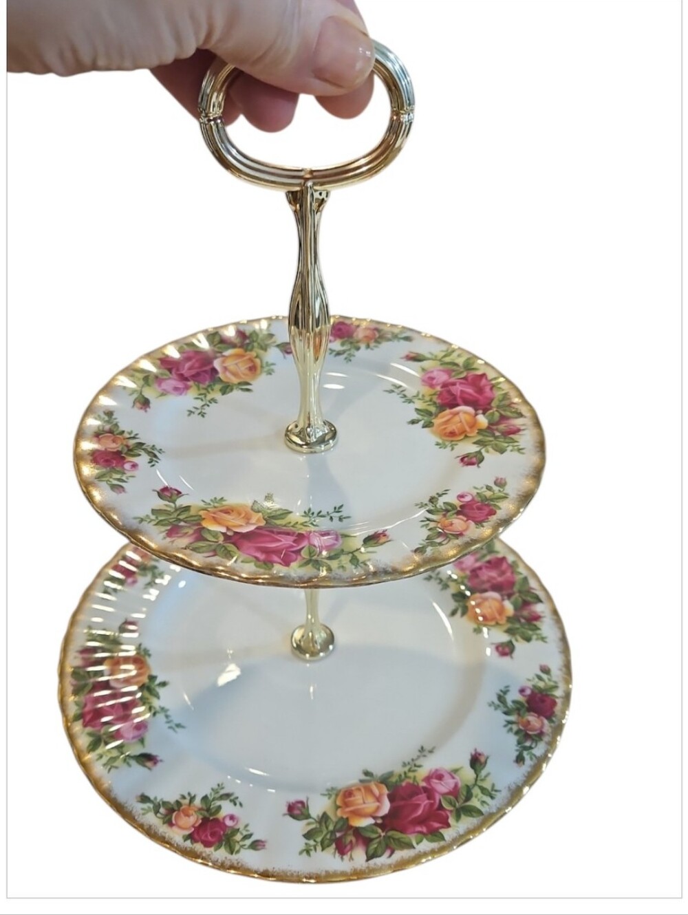 Vintage Royal Albert Old Country Roses Two / 2 Tiered Cake Stand - Picture 4 of 6
